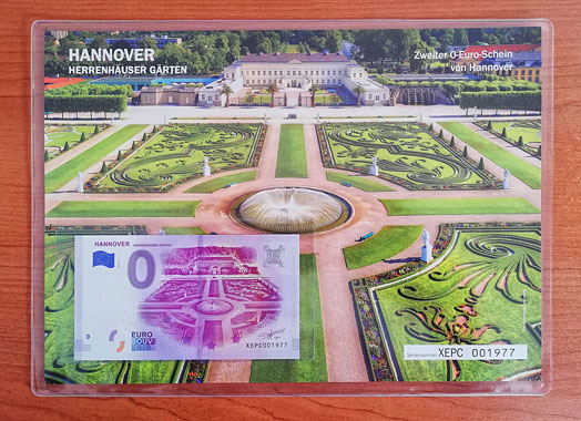 Geschenkblatt 0 Euro Hannover Herrenhäuser Gärten