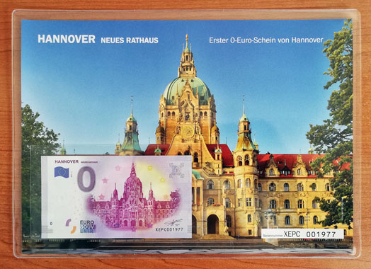 Geschenkblatt 0 Euro Hannover Neues Rathaus