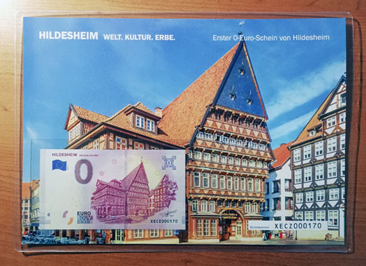 0-Euro-Schein Geschenkblatt Hildesheim
